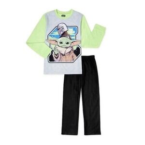 Star Wars Mandalorian PJ Set Boys Size L 10/12 Green New Grogu The Child